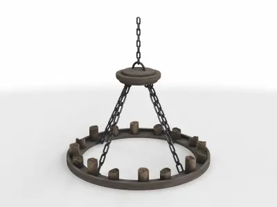 pendant light wagon wheel candle 3D model