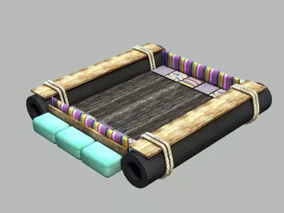Raft - Low poly bed frame for minecraft Low-poly 3D model