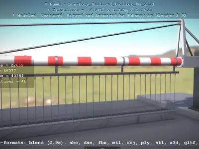 Low-Poly Railroad Barrier 8m Protective Grid Low-poly 3D model