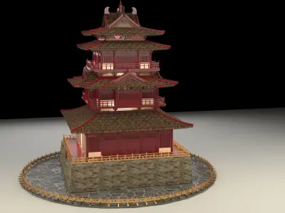 Chinese ancient house  3D model 11