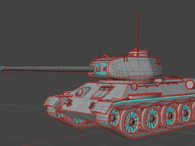 Tank T34 Low-poly 3D model