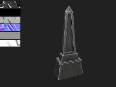 Gravestone Low-poly 3D model 4