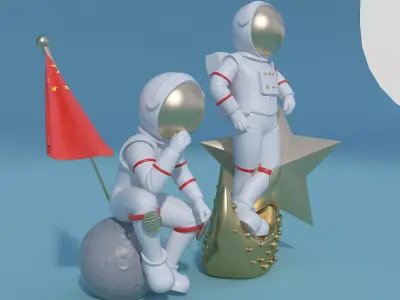 Pop Mart-Astronaut Sculpture Ornament 01 3D model