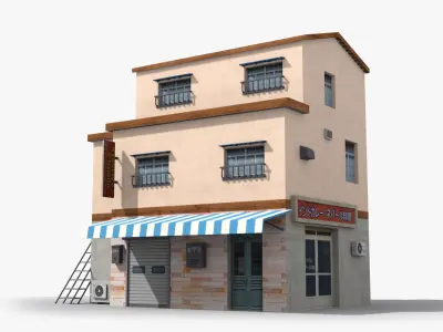 Japanese House x14 Low-poly 3D model