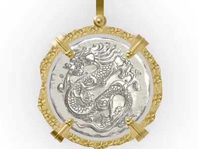 Dragon Viking Coin Pendant  3D print model