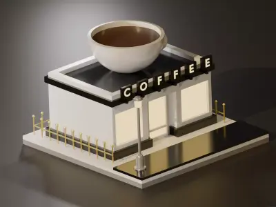 Coffe Shop Low-poly 3D model