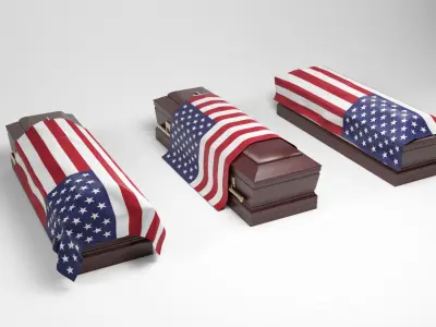 Coffins with flags  Low-poly 3D model
