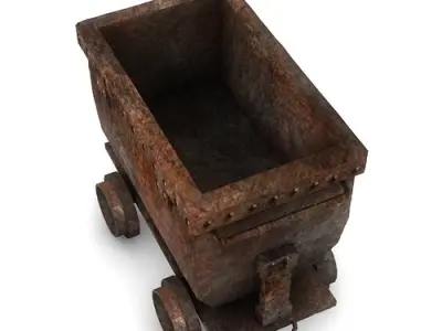 Low Poly Mine Cart 3D Model Low-poly 3D model