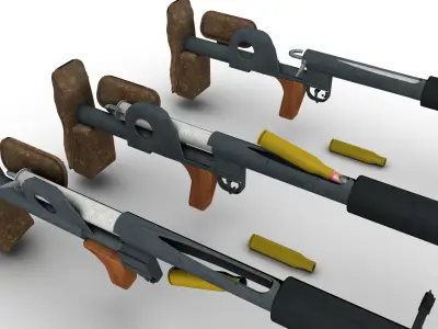  Anti-tank PTRD Rifle Russian 3D model