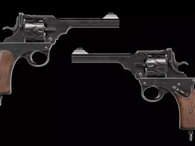 Webley Fosbery Automatic Revolver Low-poly 3D model purchase