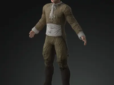 Napoleonic civilian 1812 Low-poly 3D model 4