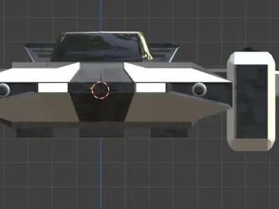 Small spaceship with moving jet trail 3D model