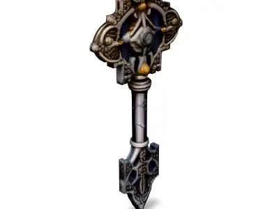 Ornate Antique Key 3D Model Low-poly 3D model