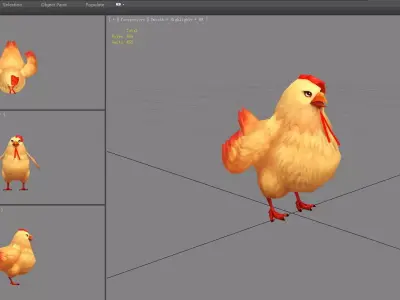 Cartoon hen Low-poly 3D model