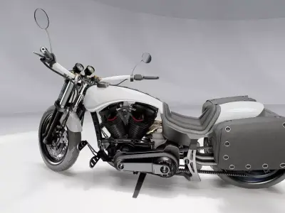 Custom Chopper Motorcycle Fin 03 Stylized Cruiser Bike 3D model