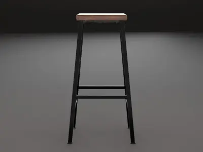 Industrial Metal Bar Kitchen Stool Low-poly 3D model