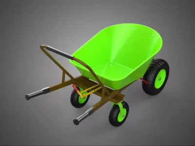 BRAKE TIPPING FOUR 4 CASTER WHEEL WHEELBARROW BARROW DUMP GARDEN 3D model