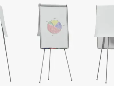 Pie Diagram on Flip Chart Board 3D model