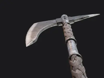 Simple battleaxe for your monster Free low-poly 3D model