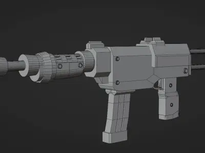 Machine gun LowPoly 3D model