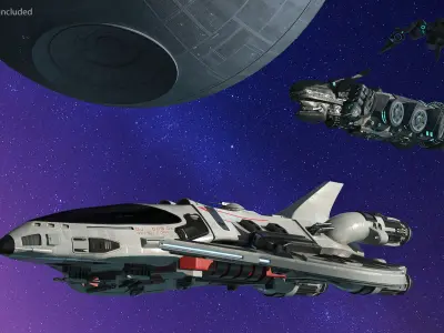  Futuristic Space Fighter Craft White 