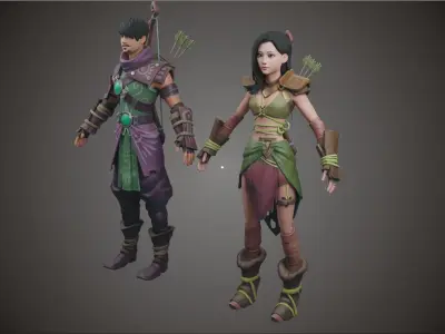 Fight master character Low-poly 3D model