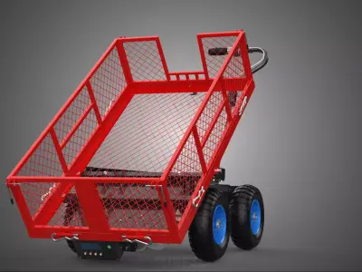 ELECTRIC METAL STEEL GRID WIREMESH NET CAGE CART WAGON TILT BED 3D model