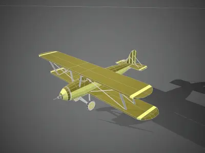 Airplane cartoon - 08 Low-poly 3D model