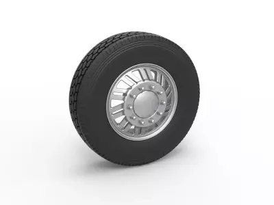 Front custom wheel of semi truck Version 11 Scale 1 to 25 3D print model