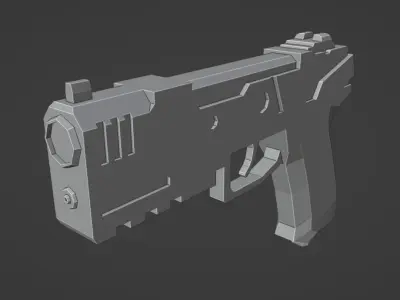 Sci Fi Pistol game ready Low-poly 3D model