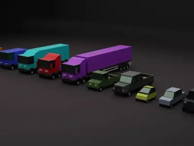 Lowpoly cars  3D model