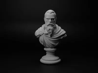 Fantasy Mage Warrior Bust Chess 3D print model get