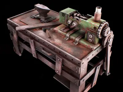 Sewing Machine table Low Poly Low-poly 3D model
