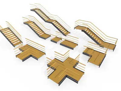 Modular Industrial Stairs Pack 1 Low-poly 3D model