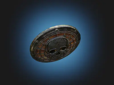 Stylized death shield PBR low-poly game ready Low-poly 3D model