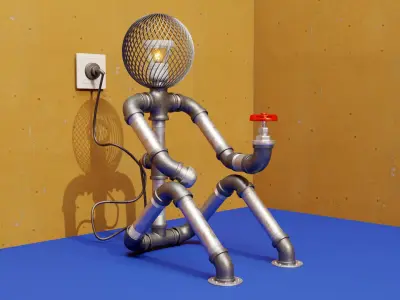 Pipe Decorative Lamp 4 3D model