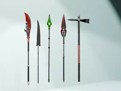 Medieval Weapons Pack - 5 Game Ready Polearms  Spears 3D model