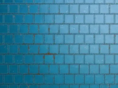 Blue Riveted Sci-Fi Metal Panel PBR Seamless Texture