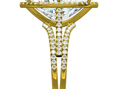 Antique Large Oval Diamond Round Diamond Halo Engagement Ring 3D print model