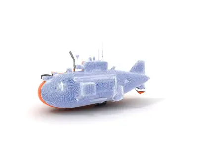 Orange Submarine model pack Low-poly 3D model