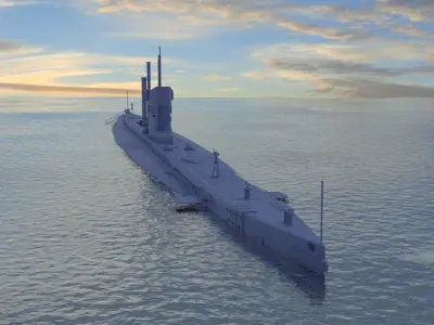 SMS U9 U-boat Low-poly 3D model