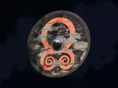 Viking shield 4 - War-Torn Low-poly 3D model