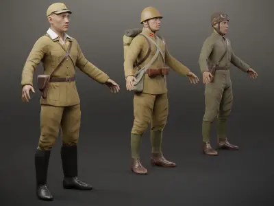 Japanese Soldiers Pack Low-poly 3D model