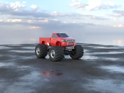 Monster Truck low poly game asset 3D model