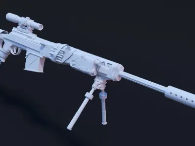 Customized SVT40 Sniper Rifle High Poly 3D model