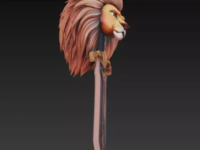 Lion King Sword - Majestic Fantasy Sculpture Blade 3D model