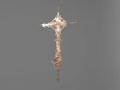 Monster slayer sword holy cross Low-poly 3D model