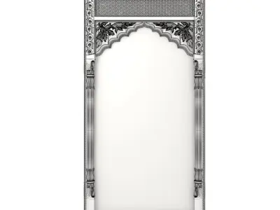 RH HAND-CARVED INDIAN LOTUS MIRROR 3D model