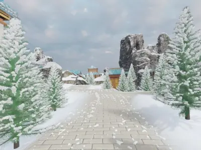Winter Mountain Village 3D model buy