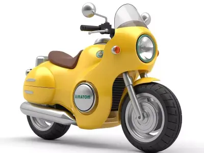 Futuristic Yellow Mini Motorcycle 3D Model Low-poly 3D model